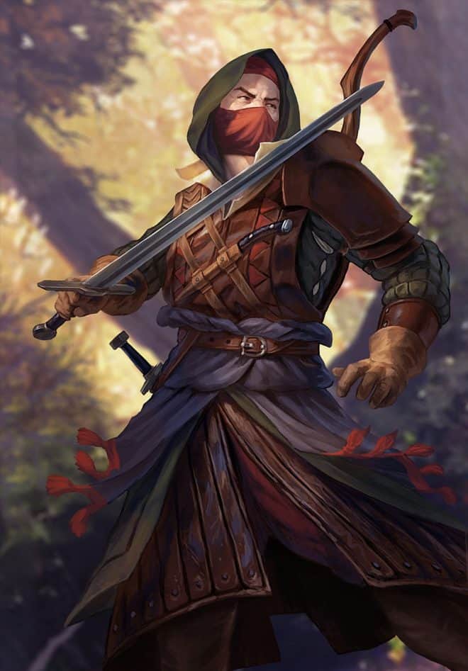 male half elf ranger with a hood