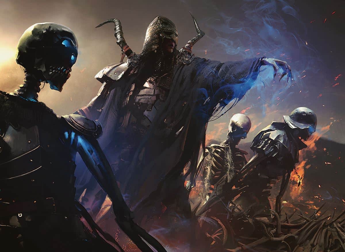 Necromancer with skeletons